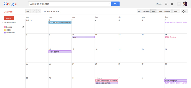 Varios calendarios en uno con Gcalendar de Google.